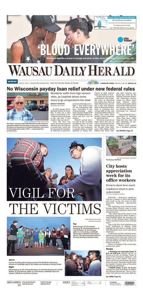 Get this Wausau Daily Herald page for free from Monday, May 29, 1995 Obituaries Records Monday, May 29, 1995 Wausau Daily Herald" Stato nation f.lurdcr trie! Arlene M.. Edition of Wausau Daily Herald
